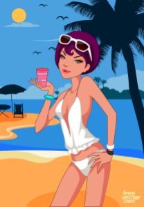 FreeVector-Sexy-Woman-Relaxing-On-Beach